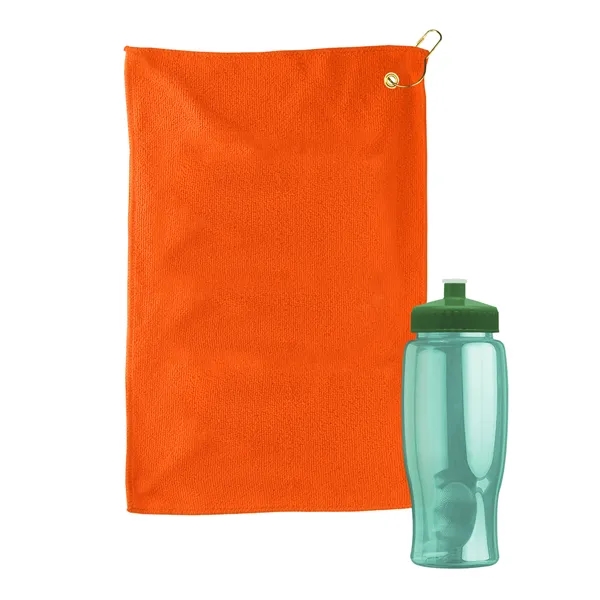 27 oz. Poly-pure transparent bottle with microfiber golf towel. Towel is... from ASI 40480 Koozie Group