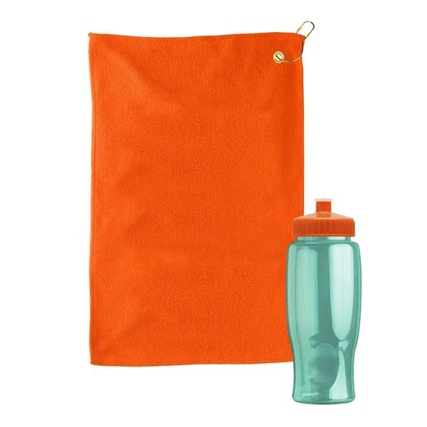 27 oz. Poly-pure transparent bottle with microfiber golf towel. Towel is... from ASI 40480 Koozie Group