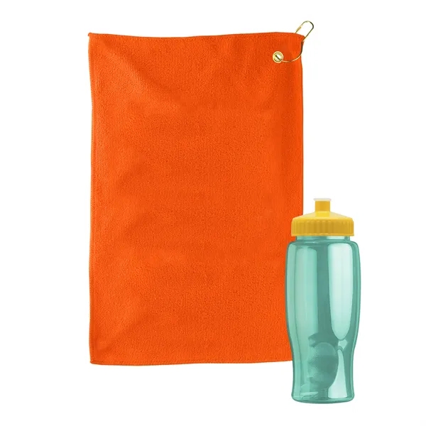 27 oz. Poly-pure transparent bottle with microfiber golf towel. Towel is... from ASI 40480 Koozie Group