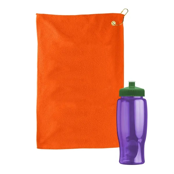 27 oz. Poly-pure transparent bottle with microfiber golf towel. Towel is... from ASI 40480 Koozie Group