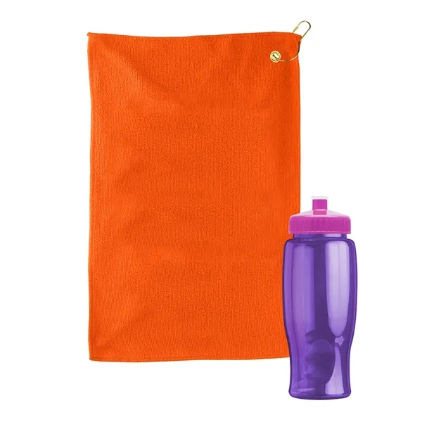 27 oz. Poly-pure transparent bottle with microfiber golf towel. Towel is... from ASI 40480 Koozie Group