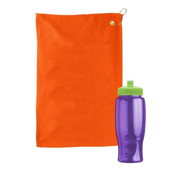 27 oz. Poly-pure transparent bottle with microfiber golf towel. Towel is... from ASI 40480 Koozie Group