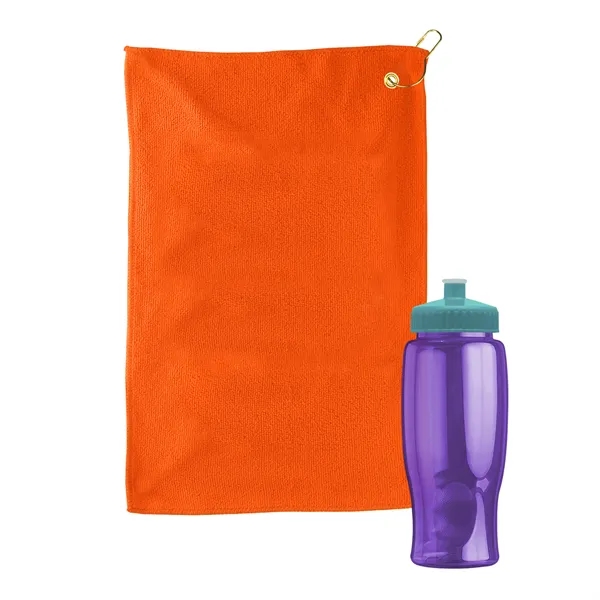 27 oz. Poly-pure transparent bottle with microfiber golf towel. Towel is... from ASI 40480 Koozie Group