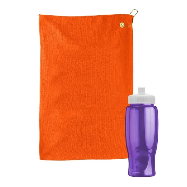 27 oz. Poly-pure transparent bottle with microfiber golf towel. Towel is... from ASI 40480 Koozie Group
