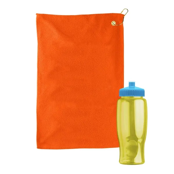 27 oz. Poly-pure transparent bottle with microfiber golf towel. Towel is... from ASI 40480 Koozie Group