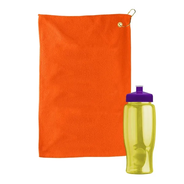 27 oz. Poly-pure transparent bottle with microfiber golf towel. Towel is... from ASI 40480 Koozie Group