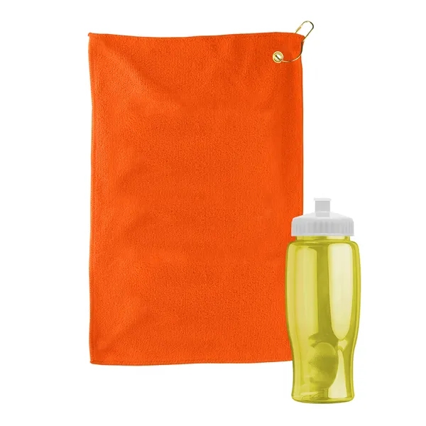27 oz. Poly-pure transparent bottle with microfiber golf towel. Towel is... from ASI 40480 Koozie Group