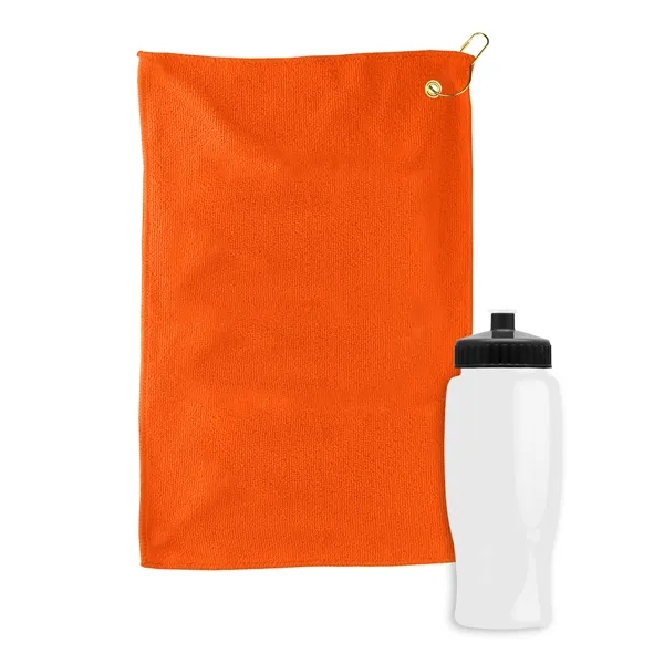 27 oz. Poly-pure transparent bottle with microfiber golf towel. Towel is... from ASI 40480 Koozie Group
