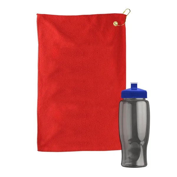 27 oz. Poly-pure transparent bottle with microfiber golf towel. Towel is... from ASI 40480 Koozie Group