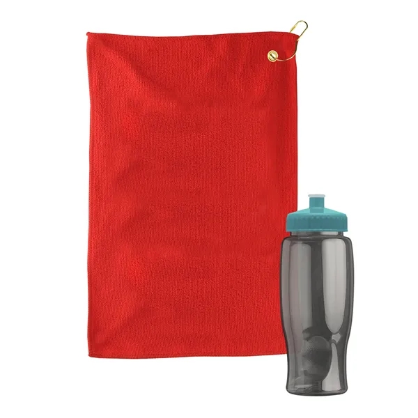 27 oz. Poly-pure transparent bottle with microfiber golf towel. Towel is... from ASI 40480 Koozie Group