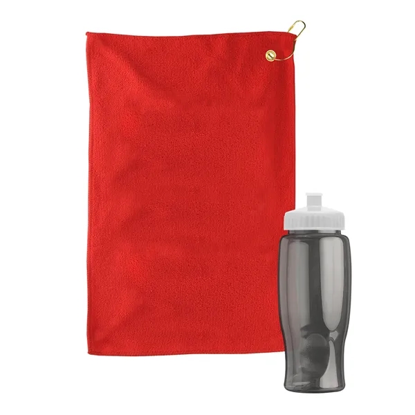 27 oz. Poly-pure transparent bottle with microfiber golf towel. Towel is... from ASI 40480 Koozie Group