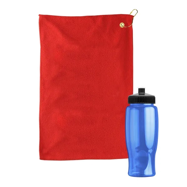 27 oz. Poly-pure transparent bottle with microfiber golf towel. Towel is... from ASI 40480 Koozie Group