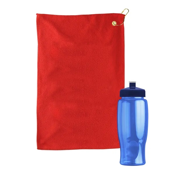 27 oz. Poly-pure transparent bottle with microfiber golf towel. Towel is... from ASI 40480 Koozie Group
