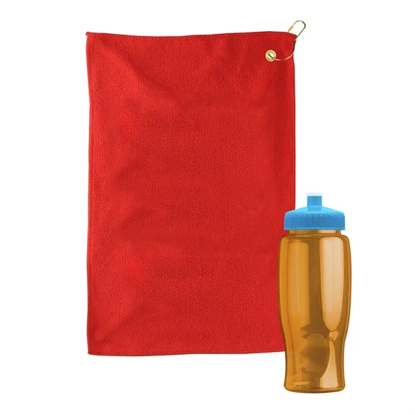 27 oz. Poly-pure transparent bottle with microfiber golf towel. Towel is... from ASI 40480 Koozie Group