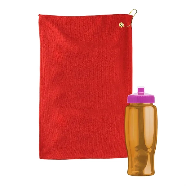 27 oz. Poly-pure transparent bottle with microfiber golf towel. Towel is... from ASI 40480 Koozie Group