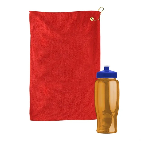 27 oz. Poly-pure transparent bottle with microfiber golf towel. Towel is... from ASI 40480 Koozie Group