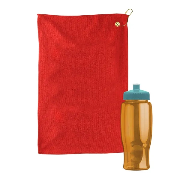 27 oz. Poly-pure transparent bottle with microfiber golf towel. Towel is... from ASI 40480 Koozie Group