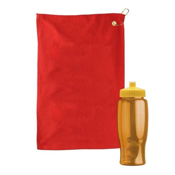 27 oz. Poly-pure transparent bottle with microfiber golf towel. Towel is... from ASI 40480 Koozie Group