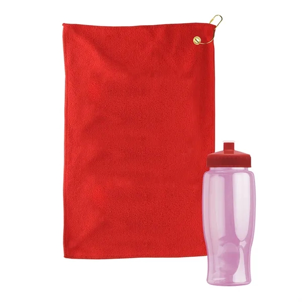 27 oz. Poly-pure transparent bottle with microfiber golf towel. Towel is... from ASI 40480 Koozie Group