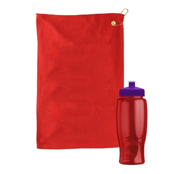 27 oz. Poly-pure transparent bottle with microfiber golf towel. Towel is... from ASI 40480 Koozie Group