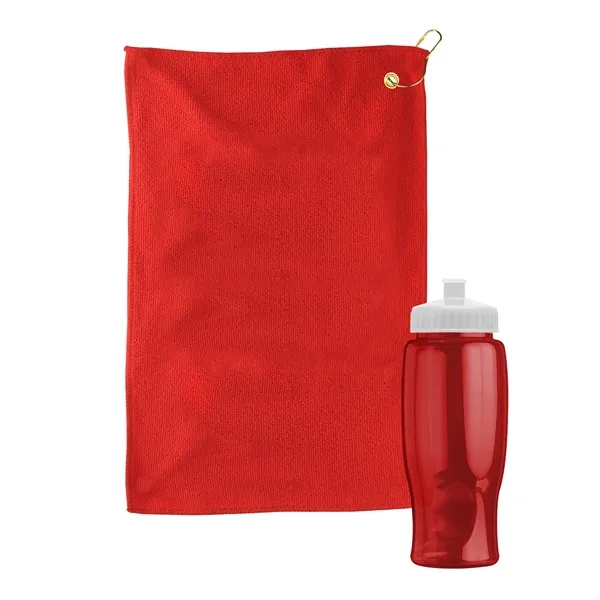 27 oz. Poly-pure transparent bottle with microfiber golf towel. Towel is... from ASI 40480 Koozie Group