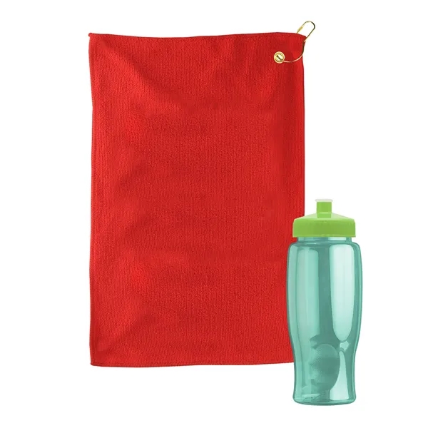 27 oz. Poly-pure transparent bottle with microfiber golf towel. Towel is... from ASI 40480 Koozie Group