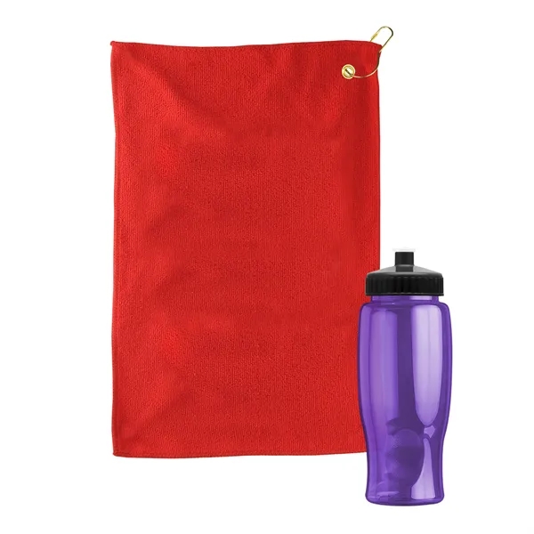 27 oz. Poly-pure transparent bottle with microfiber golf towel. Towel is... from ASI 40480 Koozie Group