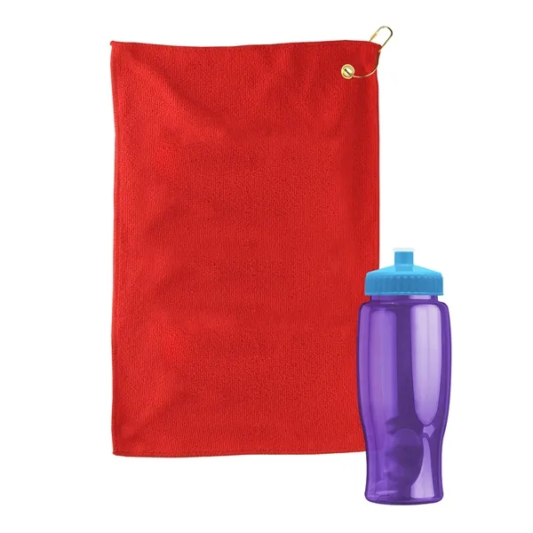 27 oz. Poly-pure transparent bottle with microfiber golf towel. Towel is... from ASI 40480 Koozie Group