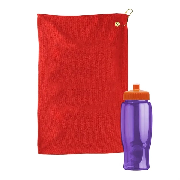 27 oz. Poly-pure transparent bottle with microfiber golf towel. Towel is... from ASI 40480 Koozie Group
