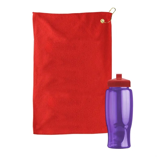 27 oz. Poly-pure transparent bottle with microfiber golf towel. Towel is... from ASI 40480 Koozie Group