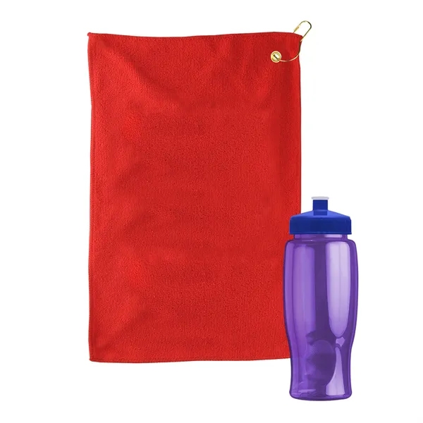27 oz. Poly-pure transparent bottle with microfiber golf towel. Towel is... from ASI 40480 Koozie Group