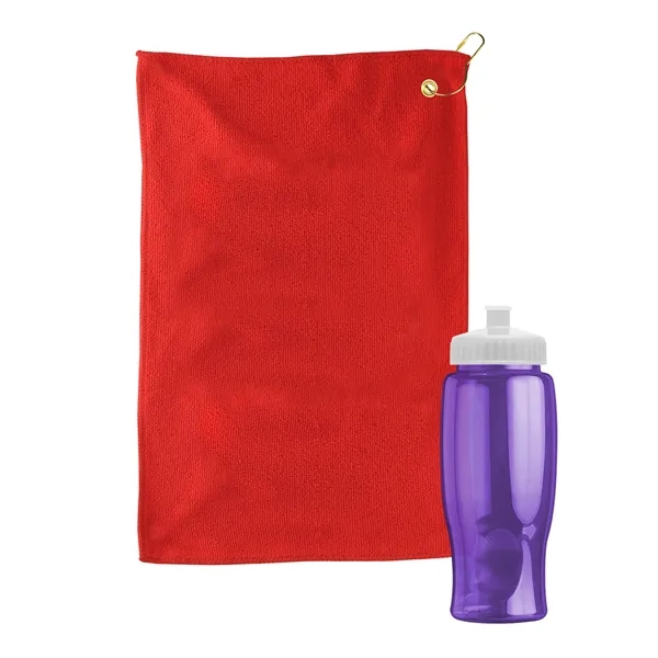 27 oz. Poly-pure transparent bottle with microfiber golf towel. Towel is... from ASI 40480 Koozie Group
