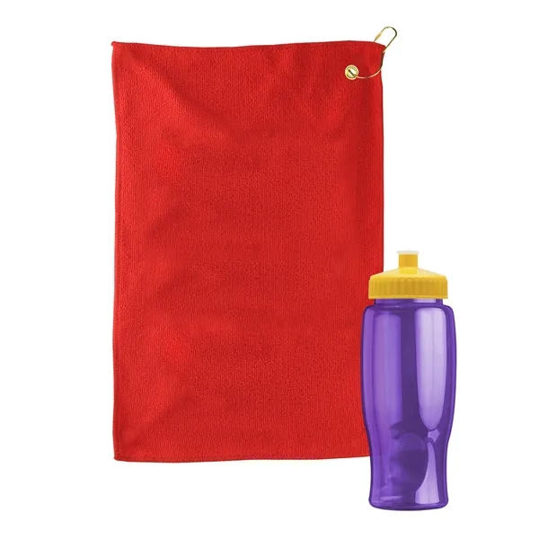 27 oz. Poly-pure transparent bottle with microfiber golf towel. Towel is... from ASI 40480 Koozie Group
