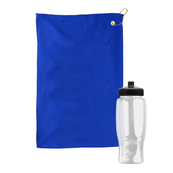 27 oz. Poly-pure transparent bottle with microfiber golf towel. Towel is... from ASI 40480 Koozie Group