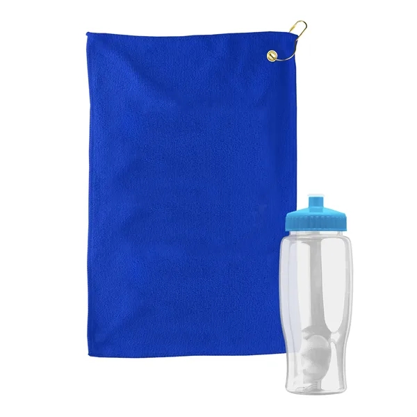 27 oz. Poly-pure transparent bottle with microfiber golf towel. Towel is... from ASI 40480 Koozie Group