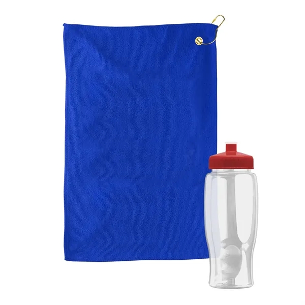 27 oz. Poly-pure transparent bottle with microfiber golf towel. Towel is... from ASI 40480 Koozie Group