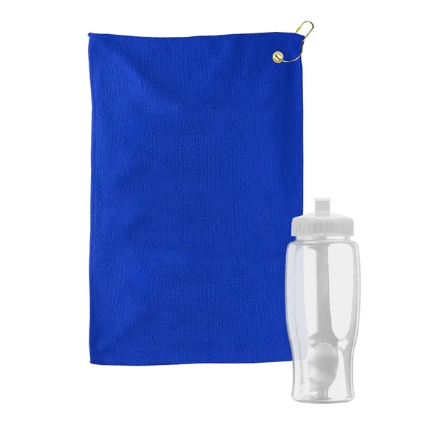 27 oz. Poly-pure transparent bottle with microfiber golf towel. Towel is... from ASI 40480 Koozie Group
