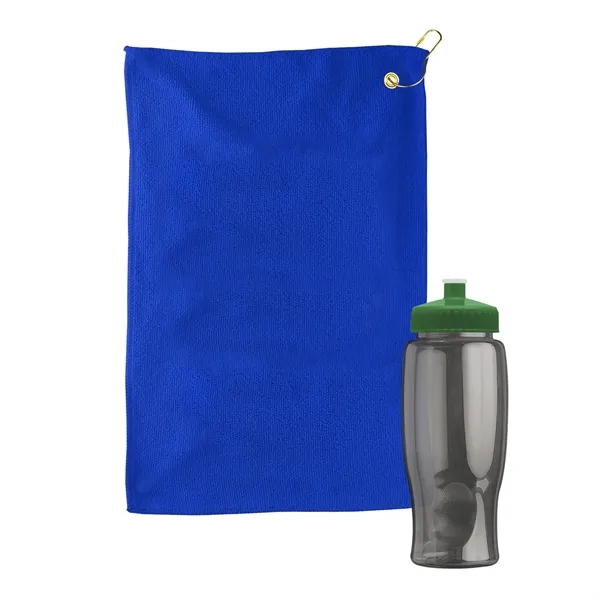 27 oz. Poly-pure transparent bottle with microfiber golf towel. Towel is... from ASI 40480 Koozie Group