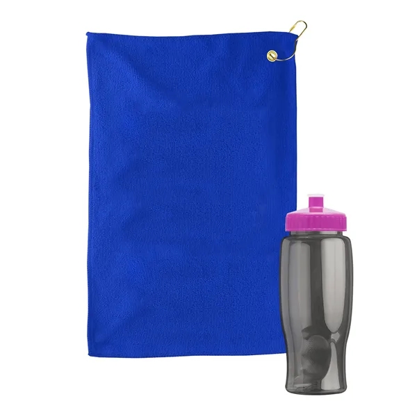27 oz. Poly-pure transparent bottle with microfiber golf towel. Towel is... from ASI 40480 Koozie Group