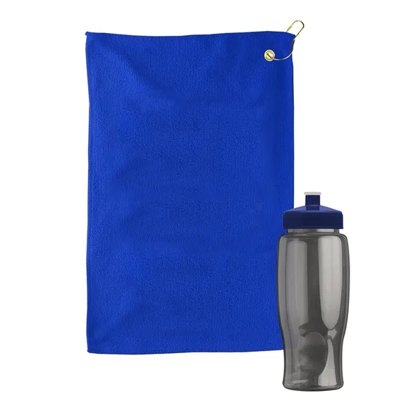 27 oz. Poly-pure transparent bottle with microfiber golf towel. Towel is... from ASI 40480 Koozie Group