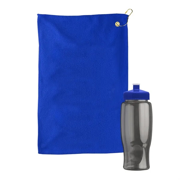 27 oz. Poly-pure transparent bottle with microfiber golf towel. Towel is... from ASI 40480 Koozie Group
