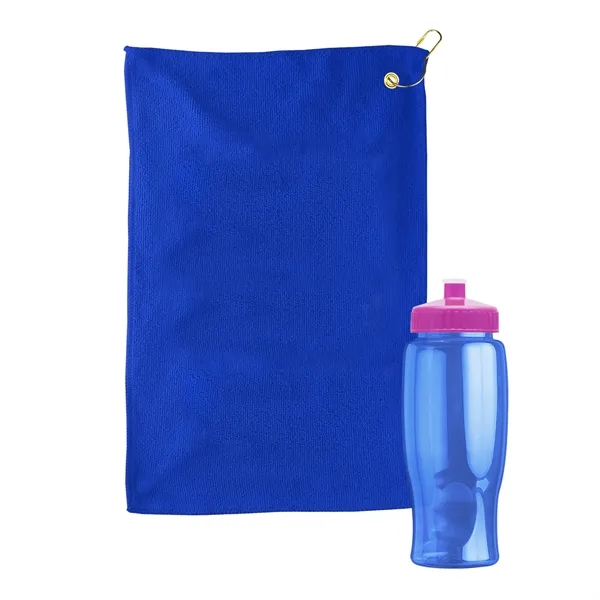 27 oz. Poly-pure transparent bottle with microfiber golf towel. Towel is... from ASI 40480 Koozie Group