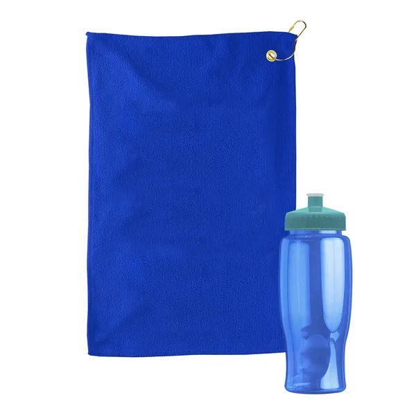 27 oz. Poly-pure transparent bottle with microfiber golf towel. Towel is... from ASI 40480 Koozie Group