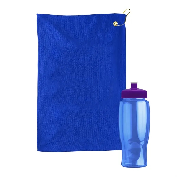27 oz. Poly-pure transparent bottle with microfiber golf towel. Towel is... from ASI 40480 Koozie Group