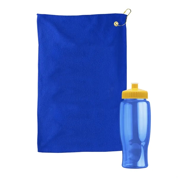 27 oz. Poly-pure transparent bottle with microfiber golf towel. Towel is... from ASI 40480 Koozie Group