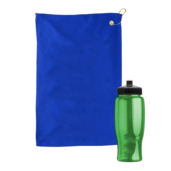 27 oz. Poly-pure transparent bottle with microfiber golf towel. Towel is... from ASI 40480 Koozie Group