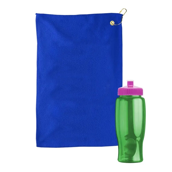 27 oz. Poly-pure transparent bottle with microfiber golf towel. Towel is... from ASI 40480 Koozie Group