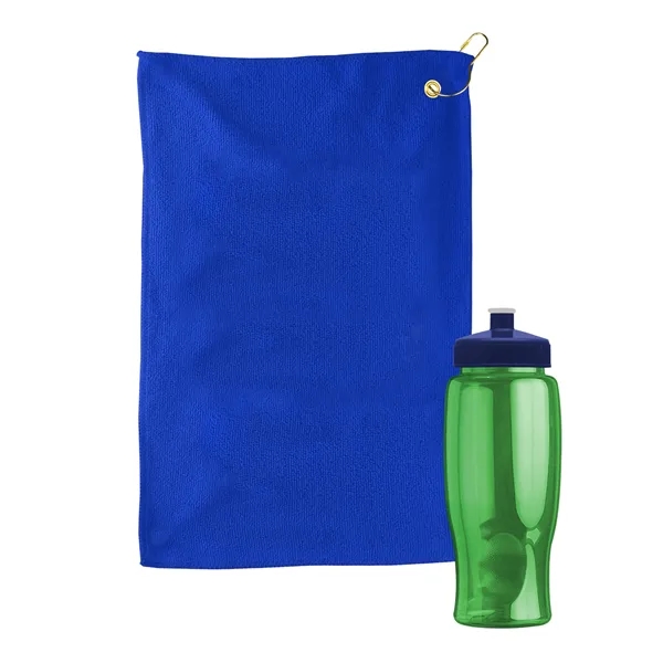 27 oz. Poly-pure transparent bottle with microfiber golf towel. Towel is... from ASI 40480 Koozie Group
