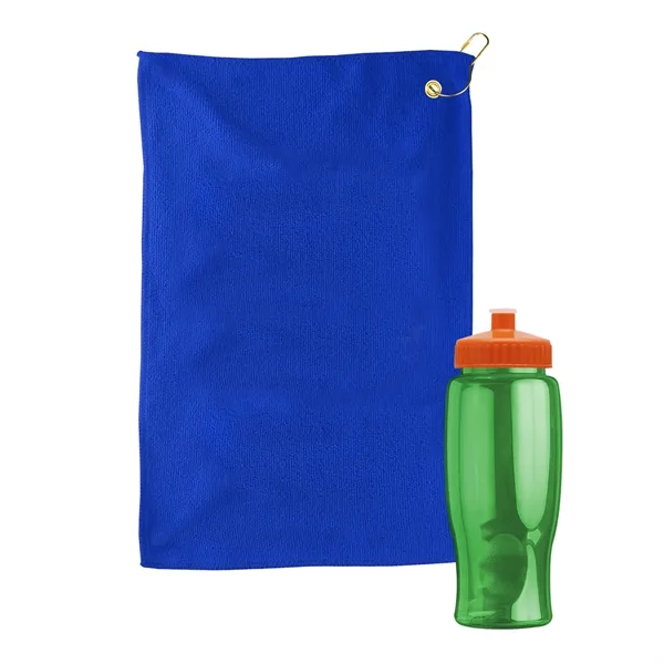 27 oz. Poly-pure transparent bottle with microfiber golf towel. Towel is... from ASI 40480 Koozie Group