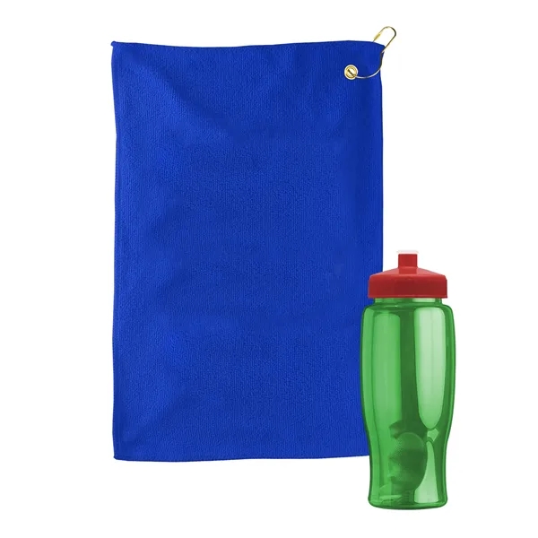 27 oz. Poly-pure transparent bottle with microfiber golf towel. Towel is... from ASI 40480 Koozie Group